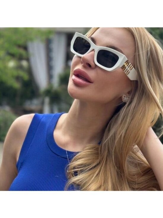 Miu Miu MU09WS 1425S0 Cat Eye Sunglasses – White/Dark Grey main image 5